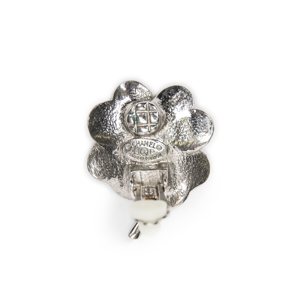 Chanel CC Crystal Enamel Clover Clip-On Earrings - Picture 5 of 6